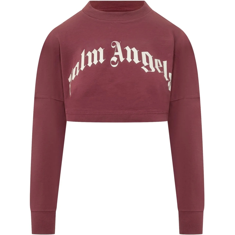 Palm Angels  Palm Angels Felpa Crop in Cotone con Logo braun