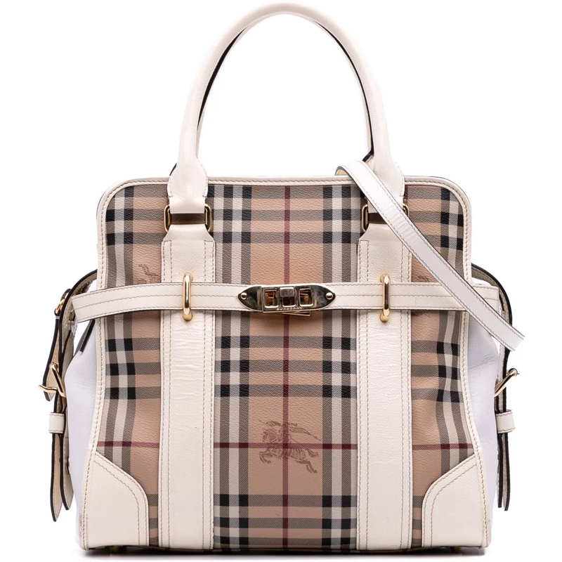 Burberry Sac à bandoulière Haymarket Check Coated Canvas Minford Portrait Sat braun