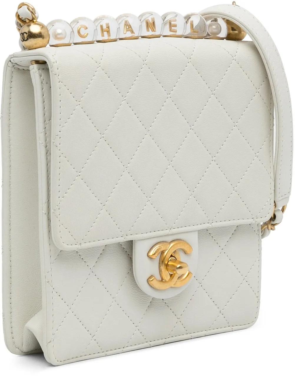 Chanel Hobo bags Small Chic Pearls Flap in wit