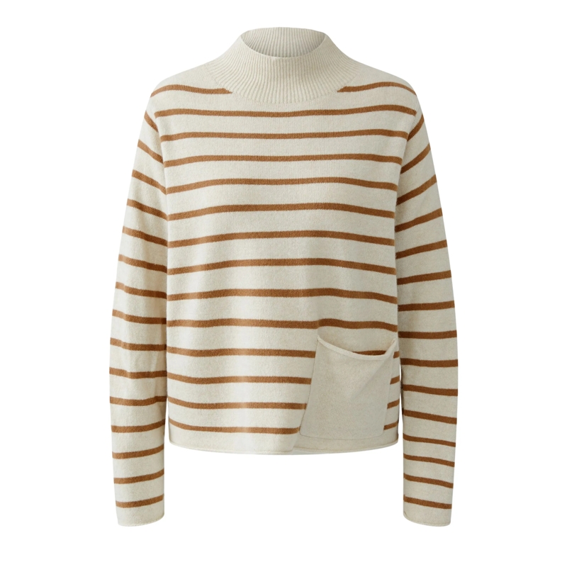Oui Rollkragenpullover Pullover camel