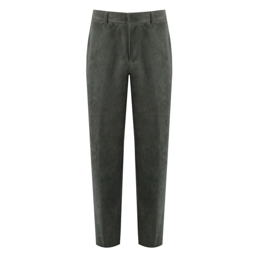 Emporio Armani Pantalons EMPORIO ARMANI GRÜNE GERIPPTE HOSE grün