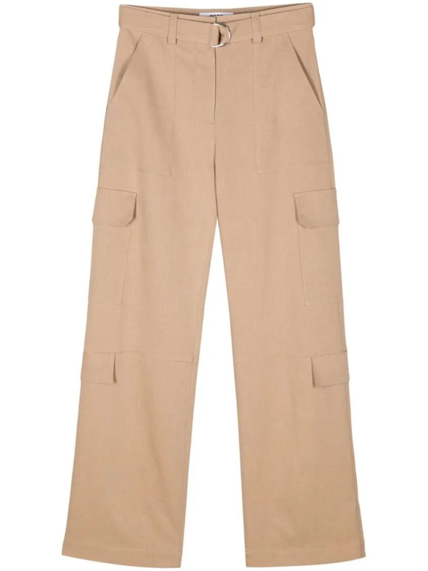 Thumbnail - MSGM - Sand Beige Tapered Leg Pants - Größe 44 - beige