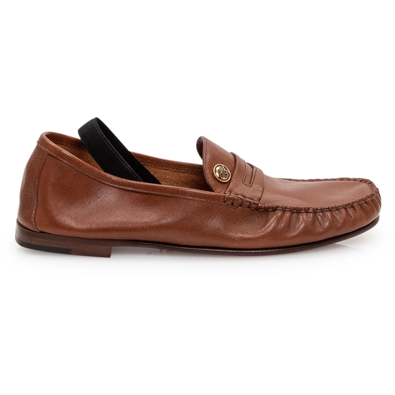 Versace Loafer Mocassini con Dettaglio Metallico Frontale braun