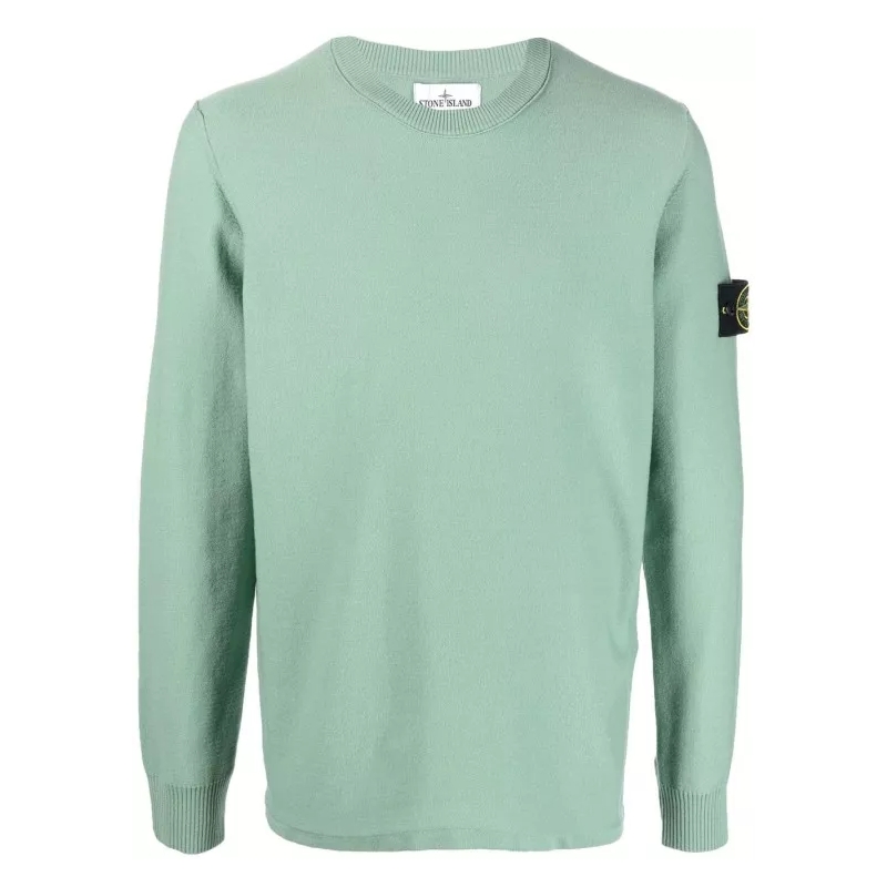 Stone Island Pull Compass-Patch Crewneck Jumper Green