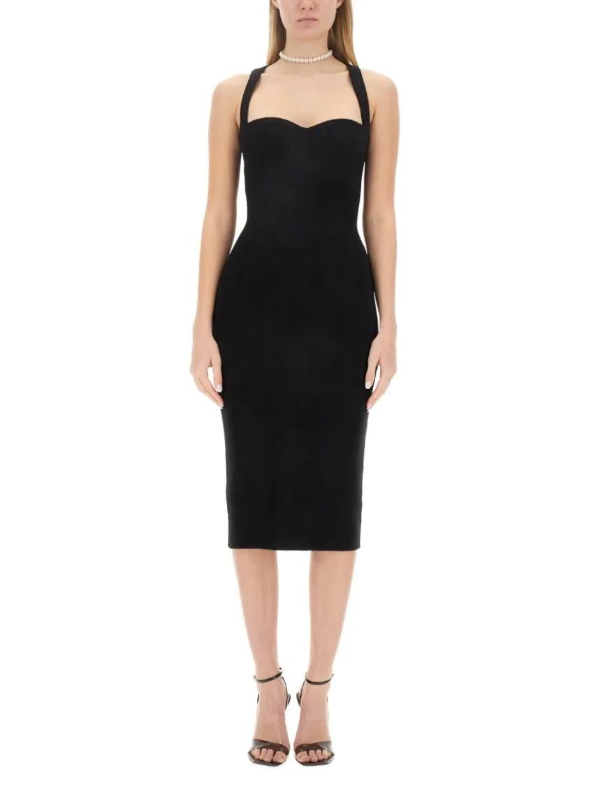 Thumbnail - Philosophy Di Lorenzo Serafini - Slim Fit Midi Dress With Sweetheart Neckline - Größe 38 - schwarz