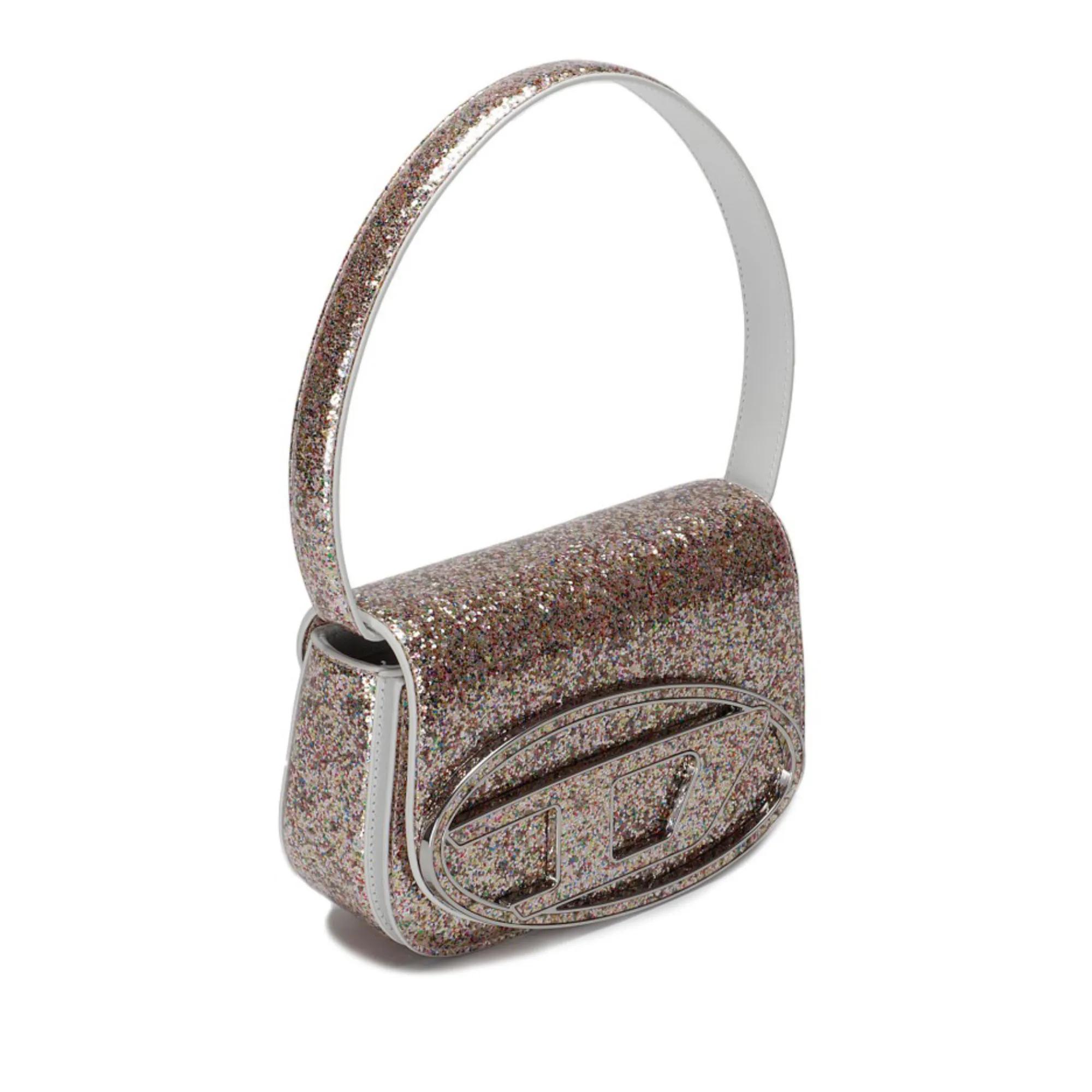 Diesel Shoppers Glitter Effect Shoulder Bag in goud