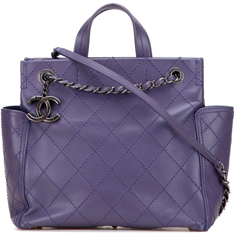 Chanel Sac à bandoulière Small CC Quilted Calfskin Pocket Tote lila