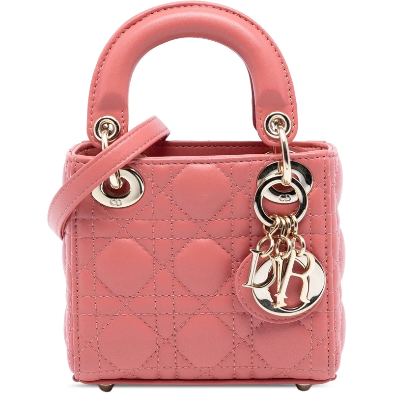 Christian Dior Schultertasche Micro Lambskin Cannage Lady Dior rose