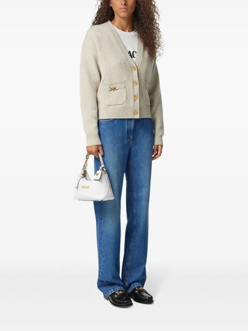 Versace Hobo bags Lambskin Shoulder Bag With Medusa Plaque in wit