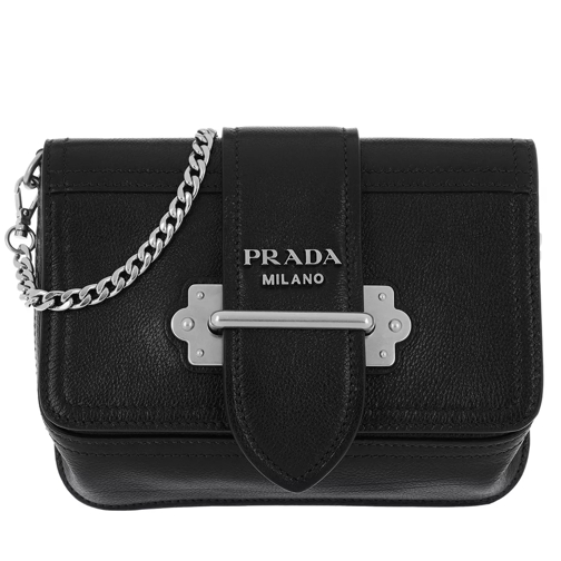 Prada Glace Cahier Belt Bag Calf Leather Black/Silver Crossbody Bag