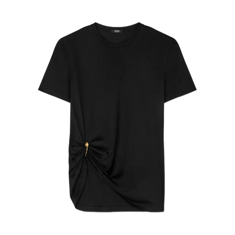 Versace T-Shirt Silk-Cotton Blend Top Black