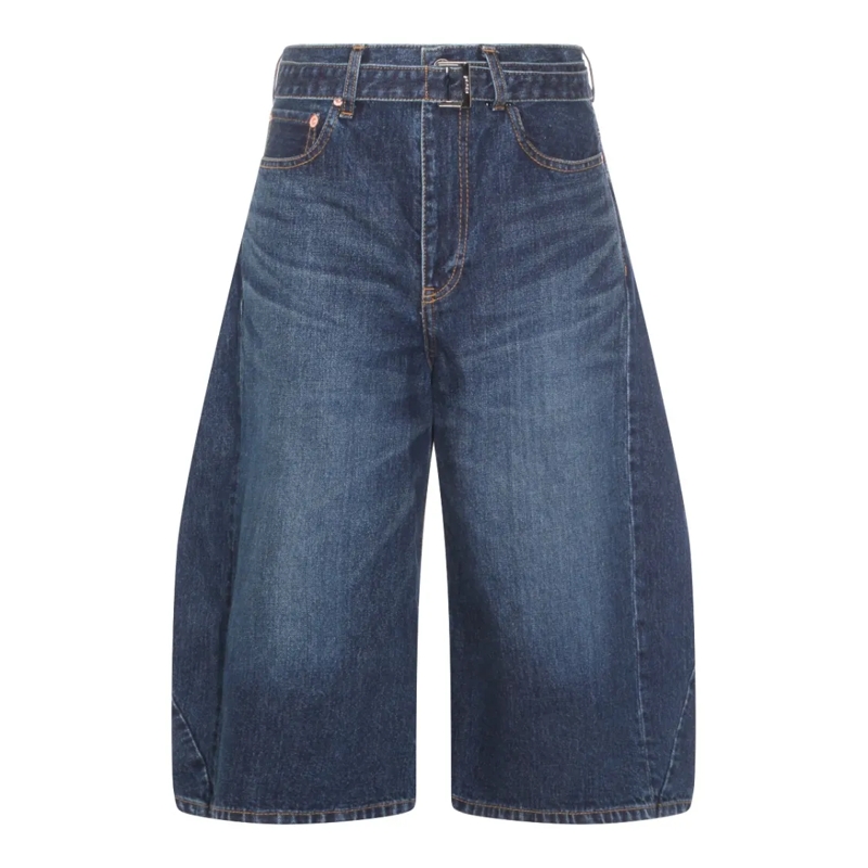 Sacai Legere Shorts Tailored Blue Denim Shorts With Structured Silhoue Grey