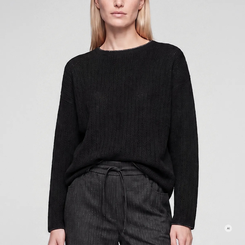 Marc Aurel Pullover Netzpullover mit Rollkanten schwarz(Image 3)