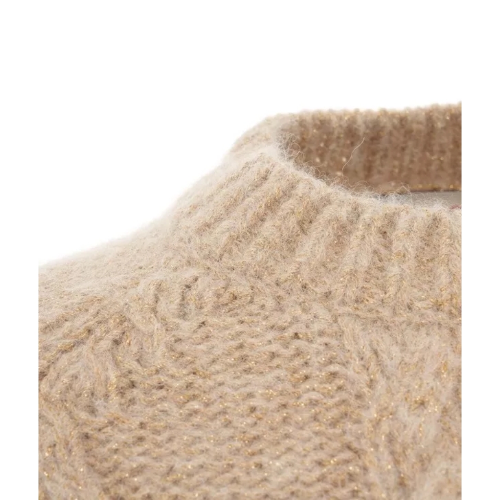 Jucca Cable Knit Sweater In Lurex Neutrals
