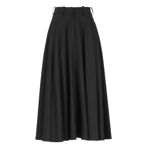 Elisabetta Franchi Wool Pleated Skirt Black Midi Rokken