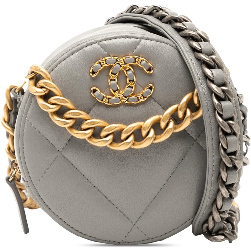 Chanel Schultertasche Lambskin 19 Round Clutch with Chain grau