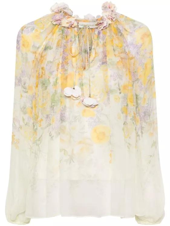 Zimmermann - Harmony Billow Floral-Print Blouse - Größe 3 - yellow