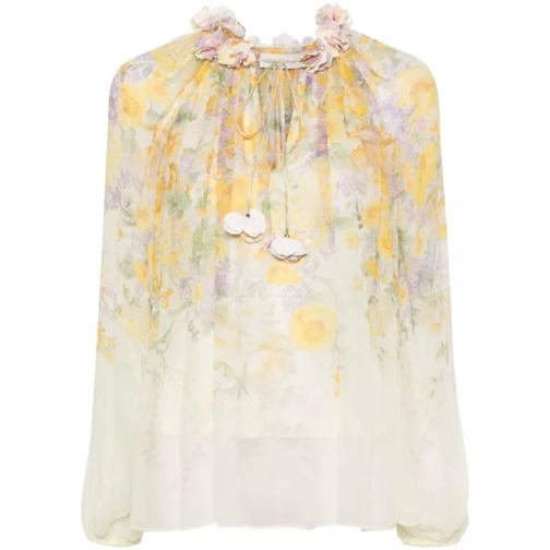 Zimmermann Harmony Billow Floral-Print Blouse Yellow 