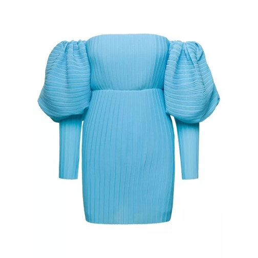 Solace London Light -Blue Skye Off-Shoulder Mini Dress In Polyes Blue 