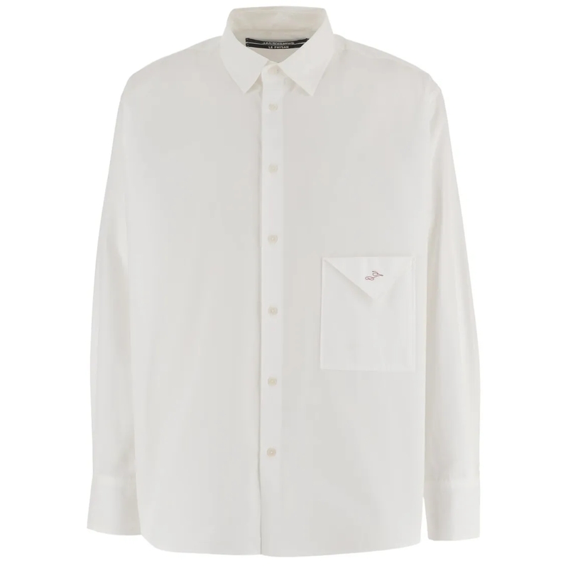 Jacquemus Overhemd Cotton Poplin Shirt With Pointed Collar White
