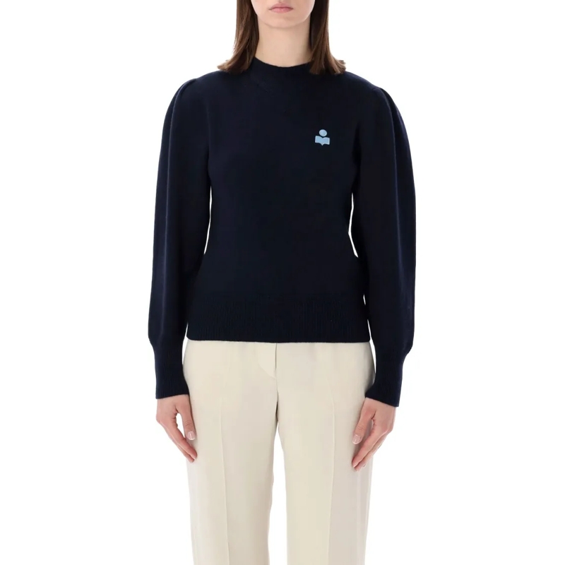 Etoile Isabel Marant Trui Kelaya Wool-Blend Puff-Sleeve Sweater Black