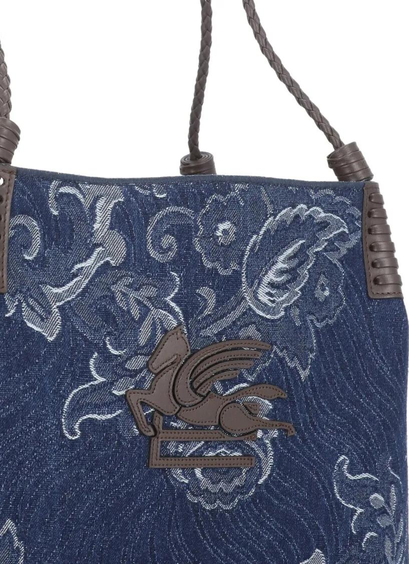 ETRO Hobo bags Libra Media Denim Jacquard Bag in blauw