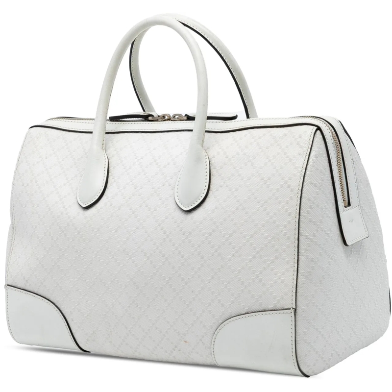 Gucci Tote Medium Diamante Leather Boston Bag weiß