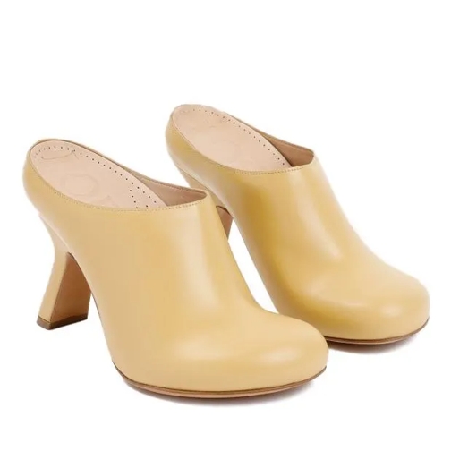 Loewe Mule Beige Leather Terra Heel Clog 100 Brown