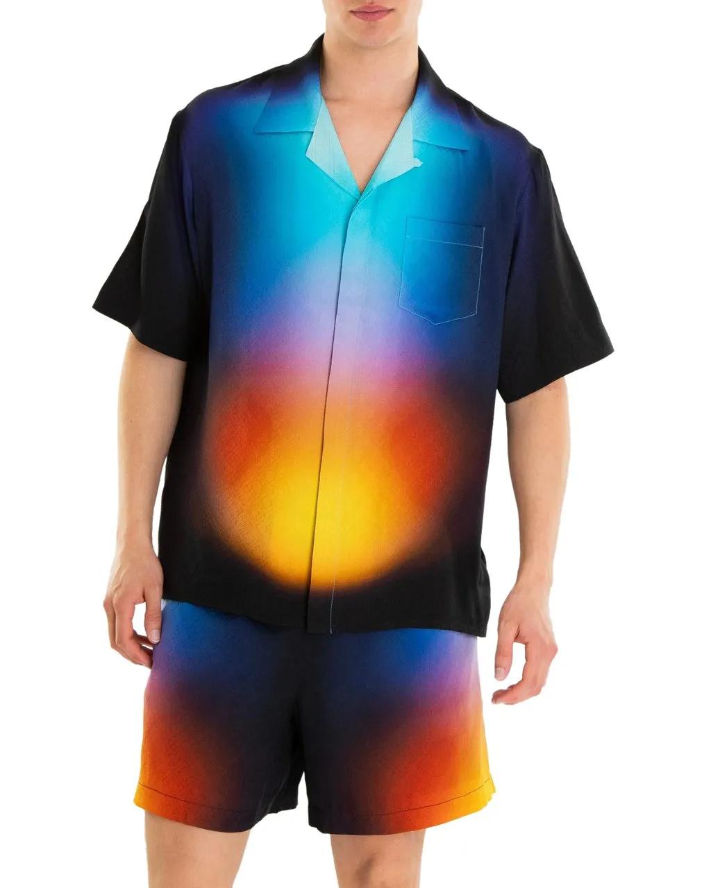 Thumbnail - Casablanca - Heren Gradient Zijde Shirt Multi - Größe M - blue