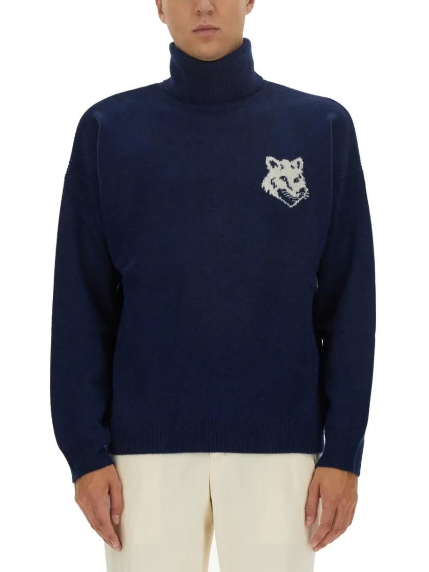 Thumbnail - Maison Kitsune - Fox Head Jersey - Größe XL - blau