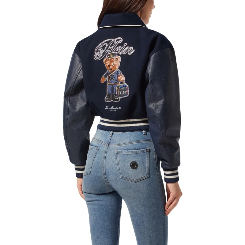 Philipp Plein Daunenjacke Leder-Bomber Teddy schwarz(Image 2)