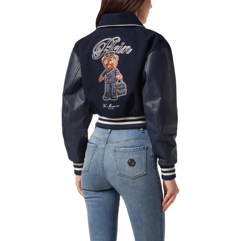 Philipp Plein Bomberjacke Leder-Bomber Teddy schwarz(Image 4)