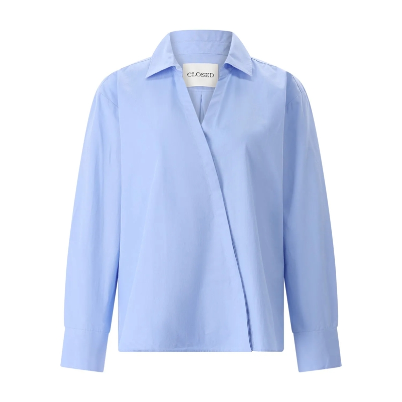Closed Bluse Hemdbluse aus Baumwolle blau