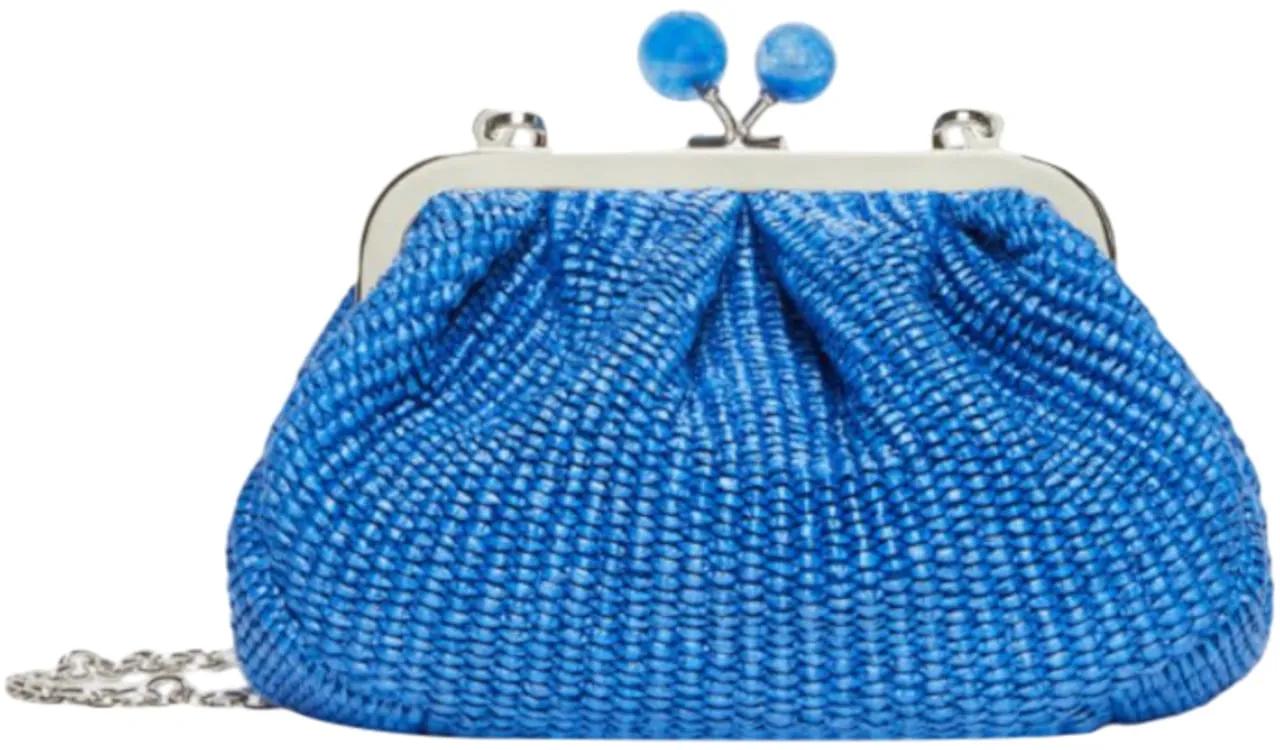 Max Mara Clutches Pasticcino Palmas Small Blue Clutch Bag in blauw
