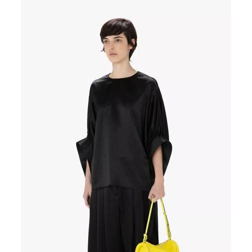 J.W.Anderson JW ANDERSON Schwarze, oversized Satinbluse mehrfarbig 