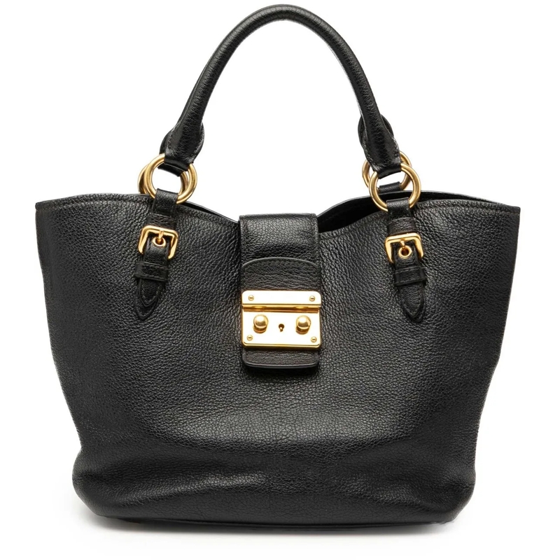 Miu Miu Schultertasche Goatskin Madras Satchel schwarz