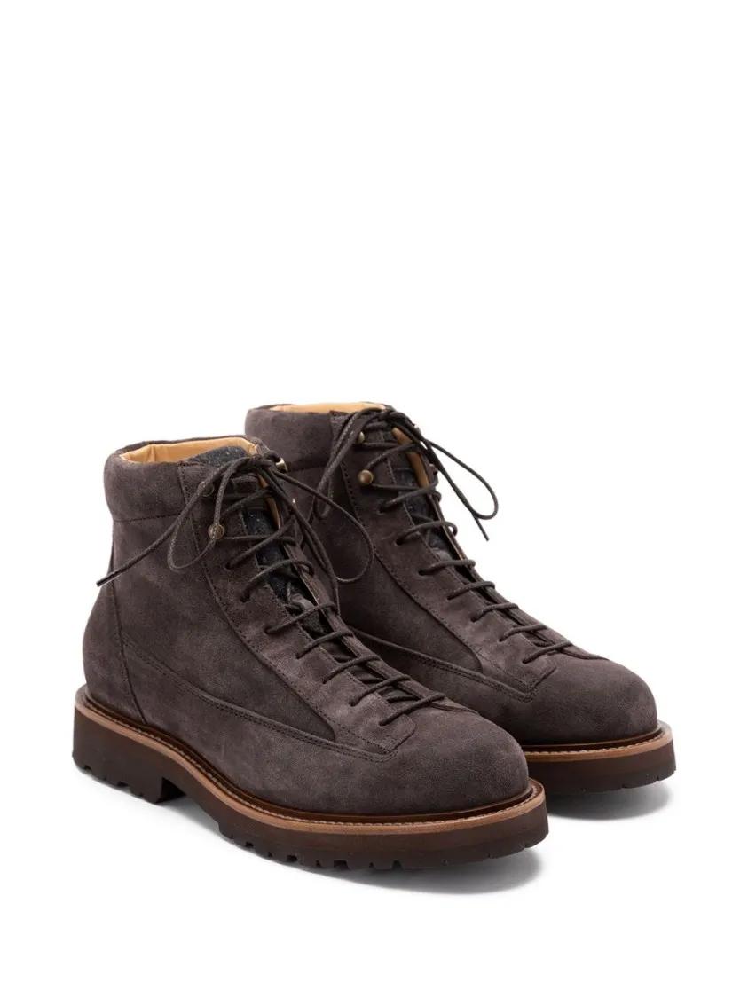 Thumbnail - Brunello Cucinelli Stiefel - Brown Suede Boots With Lace-Up Fastening - Gr. 42 (EU) - in Braun - für Damen