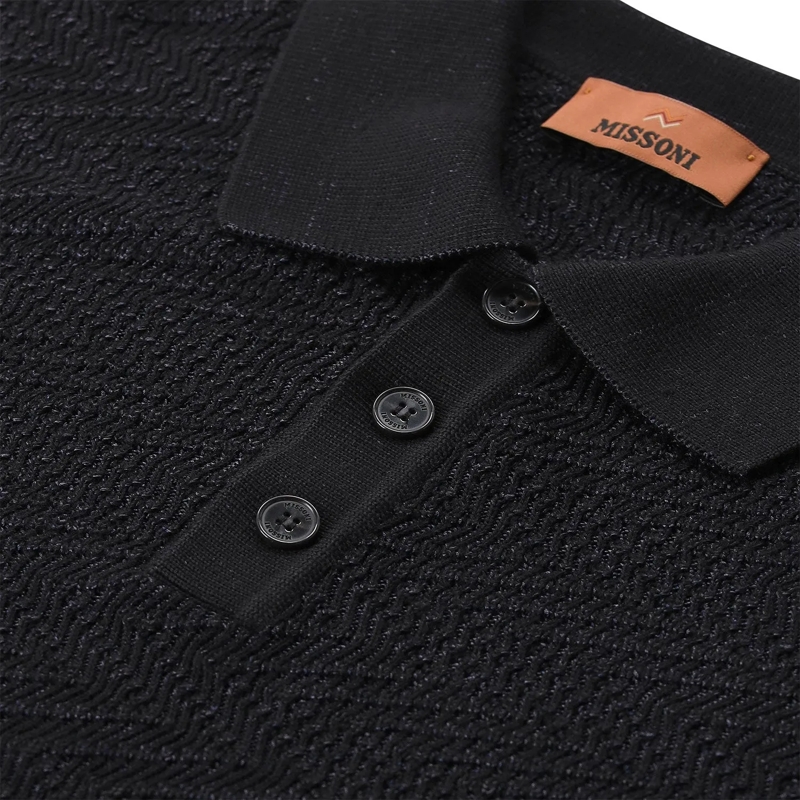 Missoni Poloshirt Pullover mit Polokragen schwarz(Image 4)