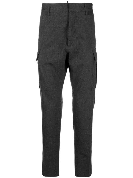 Thumbnail - Dsquared2 - Mid-Rise Grey Tapered-Leg Trousers - Größe 50 - schwarz