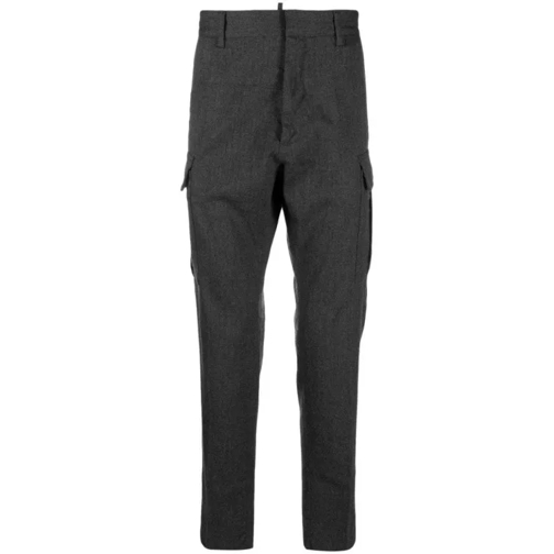 Dsquared2 Mid-Rise Grey Tapered-Leg Trousers Black 