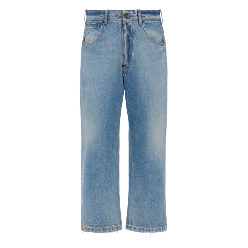 Maison Margiela Jeans Relaxed Fit Blue Jeans With Raw Frayed Hems Blue