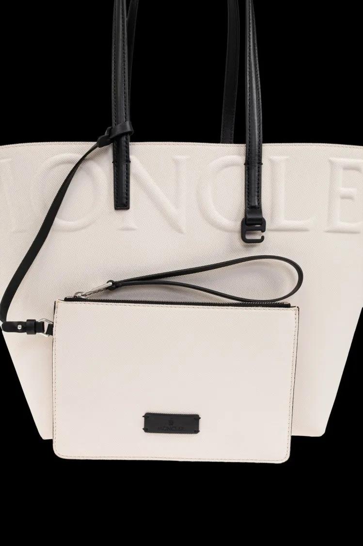 Thumbnail - Moncler Shopper & Totes - White Minimalist Handbag With Structured Silhouett - Gr. unisize - in Beige - für Damen