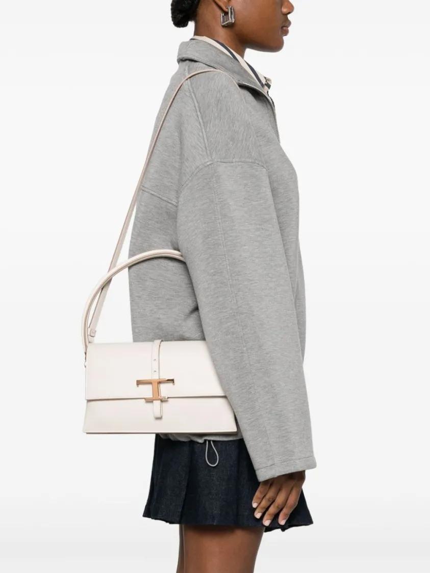 TOD'S Hobo bags Structured White Handbag With Gold-Tone Clasp in wit