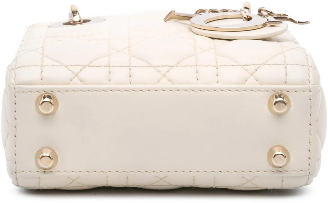 Thumbnail - Christian Dior Crossbody Bags - 2021 Micro Lambskin Cannage Lady Dior - Gr. unisize - in Weiß - für Damen