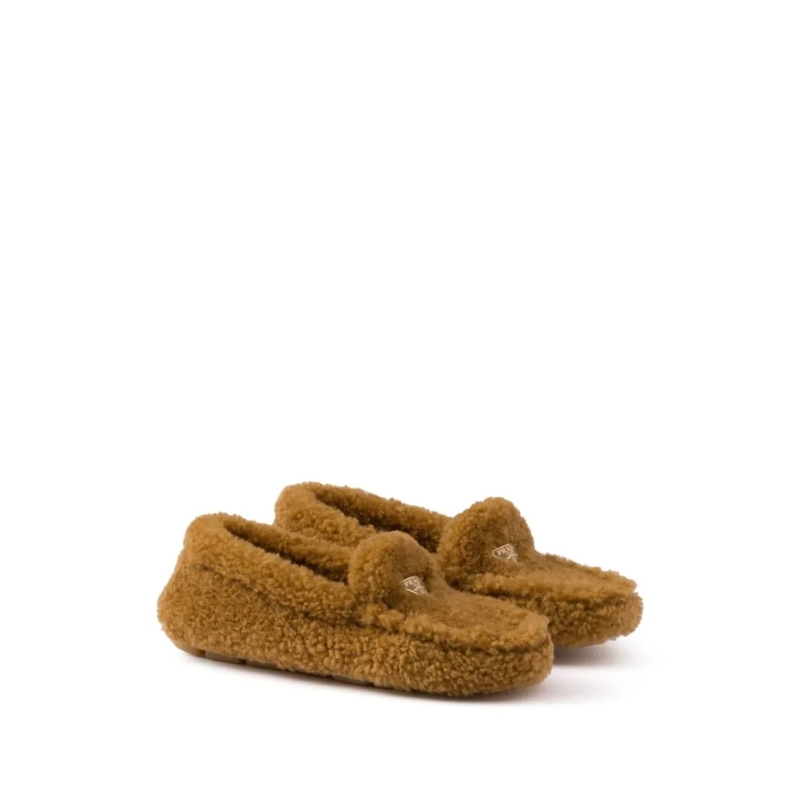 Prada Ballerinas Loafer With Shearling Caramel(Image 9)