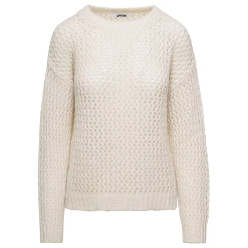 Grifoni White Sweater With Drop Shoulders And Cut-Out Neutrals 