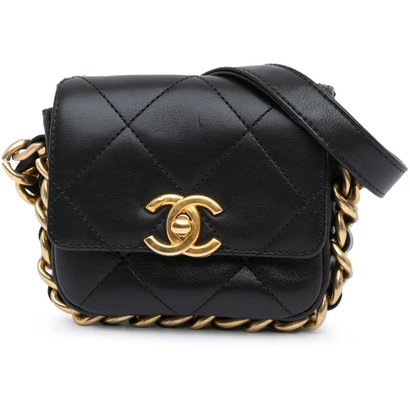 Chanel Sac à bandoulière Mini Quilted Calfskin Framing Chain Flap schwarz