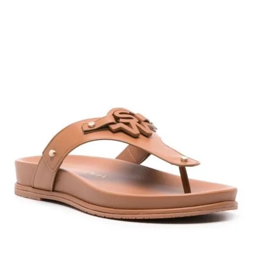 Stuart Weitzman Flat Shoes Brown Brown Flip Flop