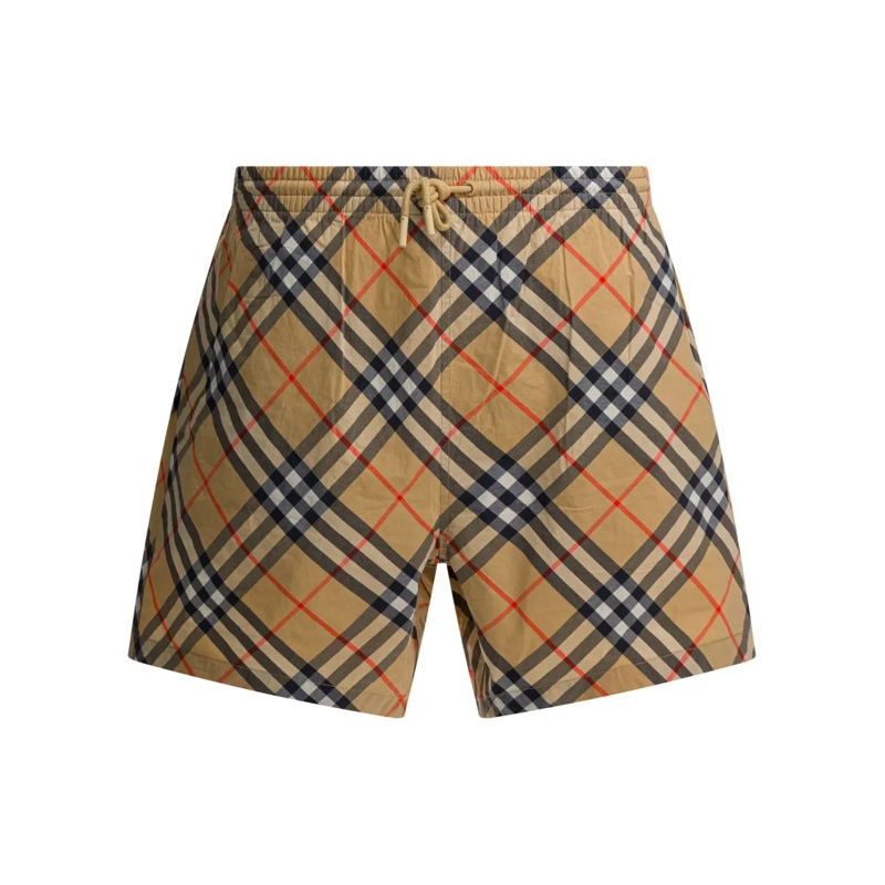 Burberry  "Check" Beach Shorts Neutrals