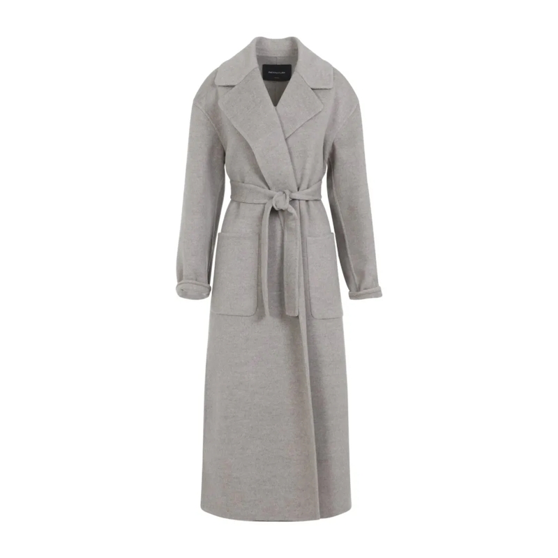 Fabiana Filippi Übergangsmantel Belted Long Coat With Wide Lapels Grey